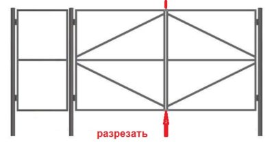 Схема рамы для дачных ворот с калиткой